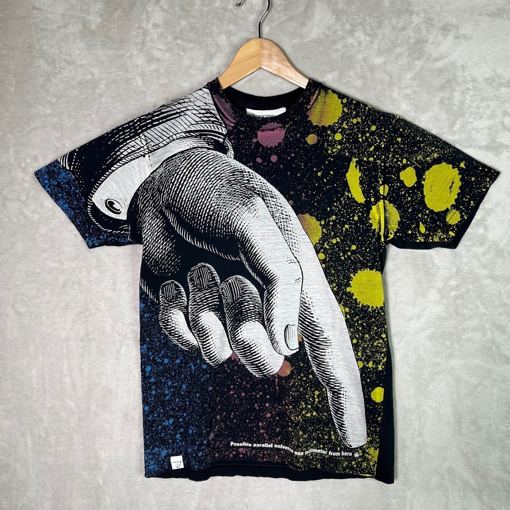 Vtg The Imaginary Foundation All Over Tee T-Shirt Hand Colorful Size M Made USA